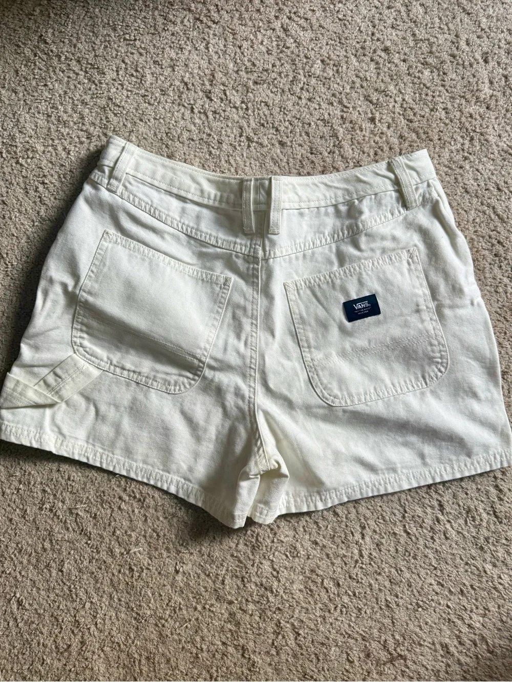 Vans Cream/White Jean Shorts with Back Patch Pocket - Picture 4 of 5